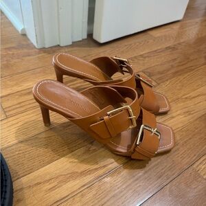 Ulla Johnson Tan Heeled Sandals with Buckles